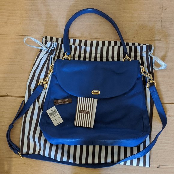 NWT Henri Bendel Sutton Blue Leather Satchel - Picture 1 of 7